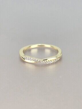 Gold Twist Band With Pavé CZ